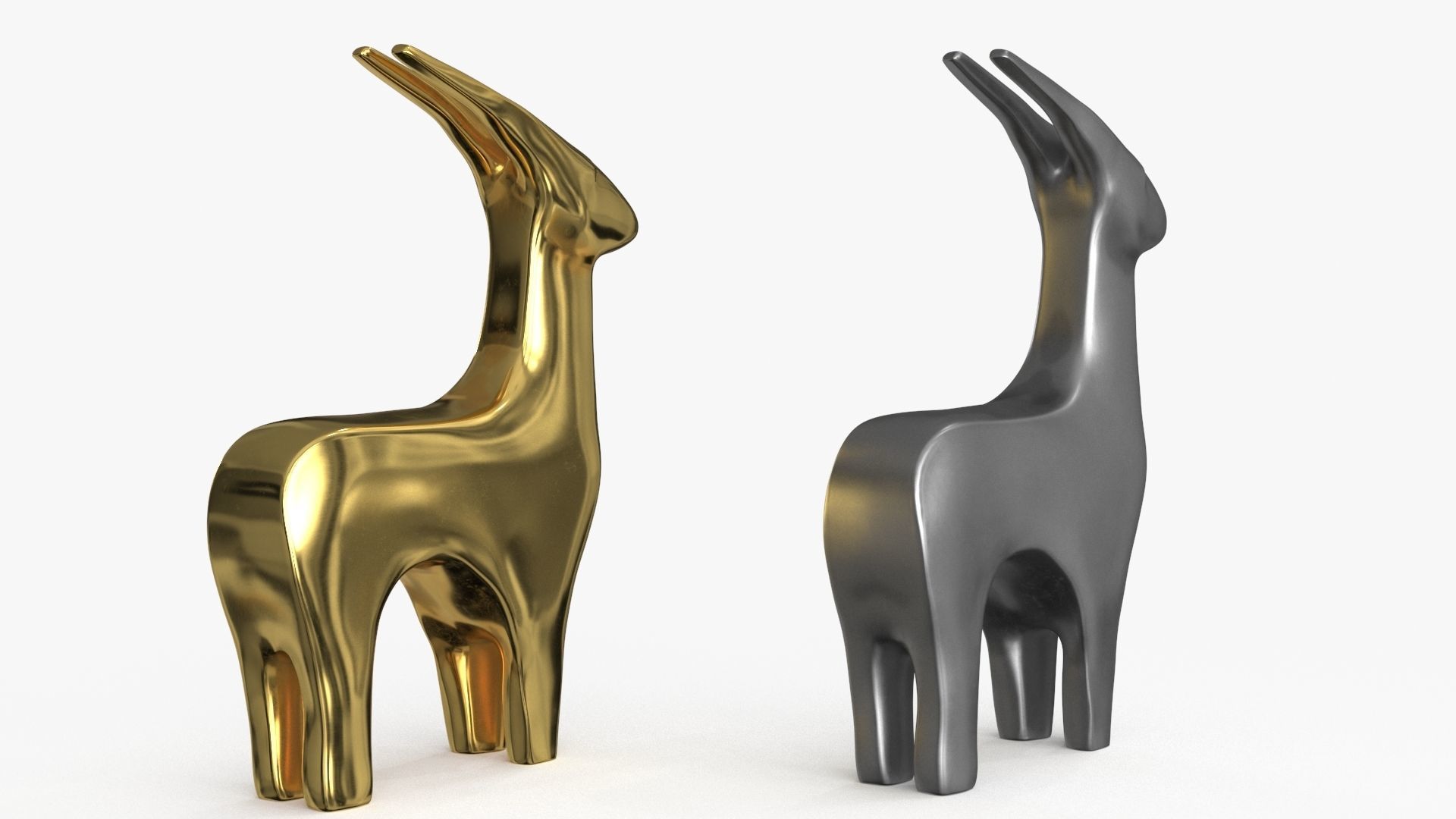 Antelope Figurines Statuette Low-poly 3D model_10