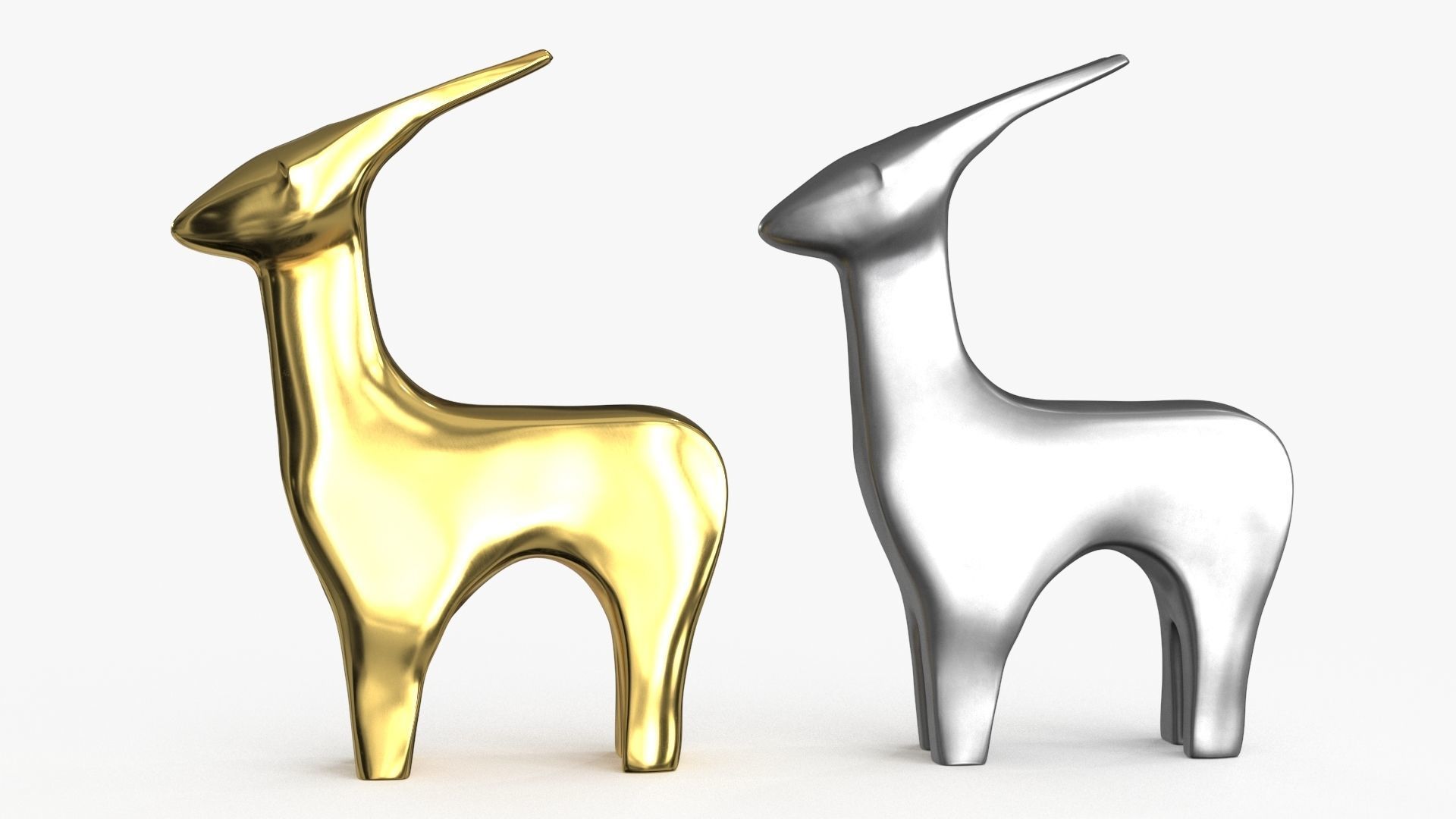 Antelope Figurines Statuette Low-poly 3D model_13