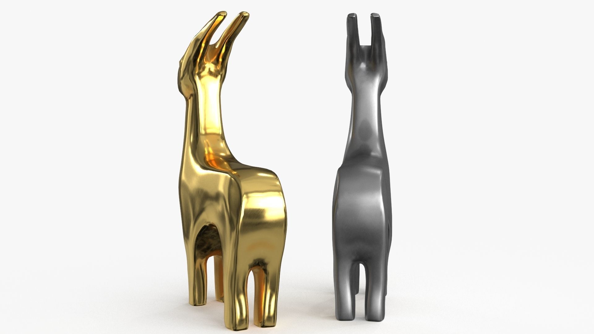 Antelope Figurines Statuette Low-poly 3D model_4