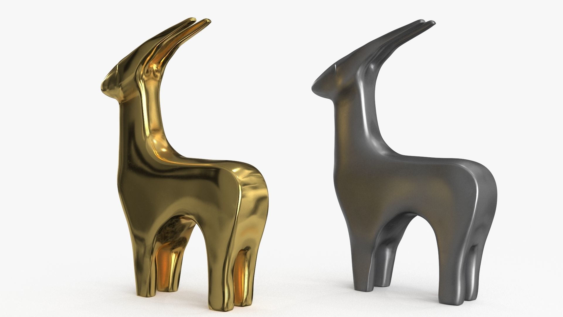 Antelope Figurines Statuette Low-poly 3D model_12