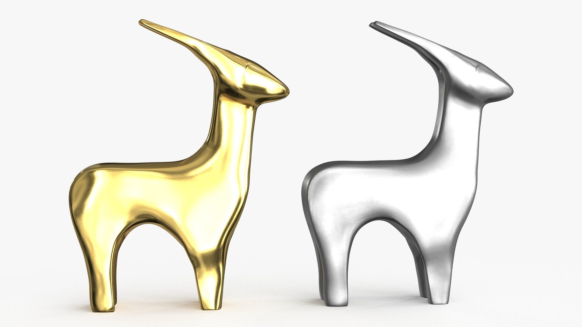 Antelope Figurines Statuette Low-poly 3D model_9