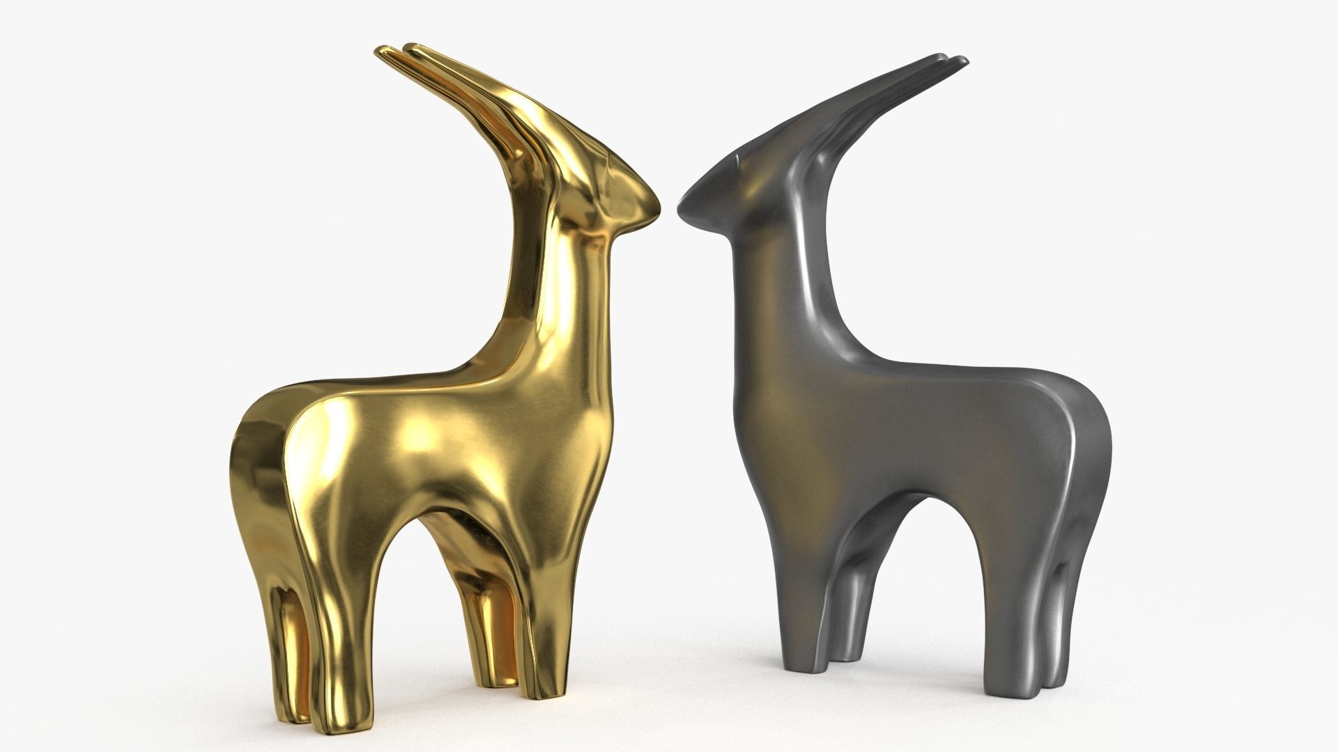 Antelope Figurines Statuette Low-poly 3D model_3