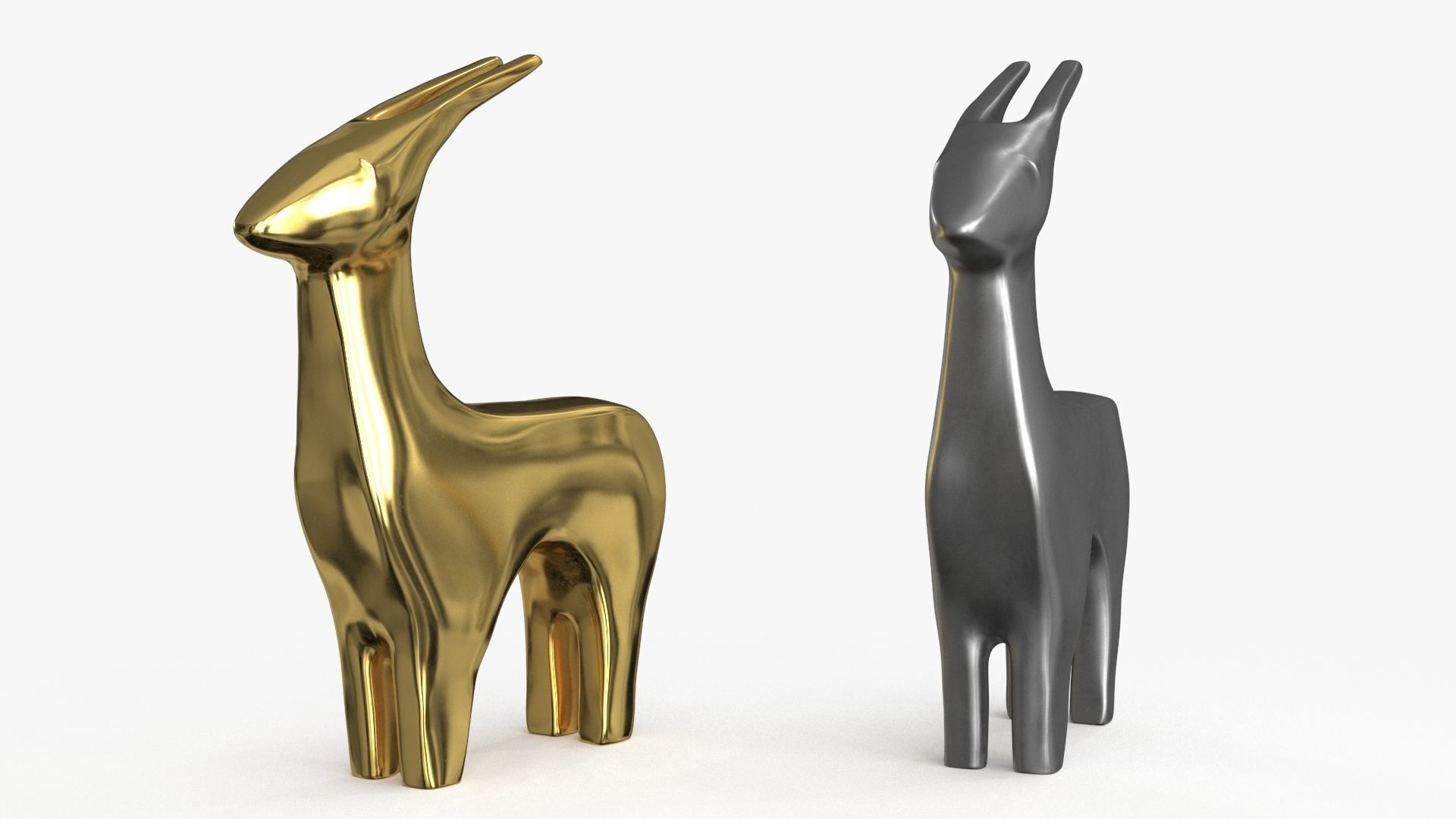 Antelope Figurines Statuette Low-poly 3D model_14