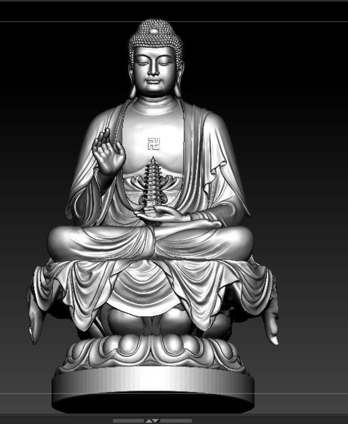 Western Three Saint Buddhas 3D print model_7