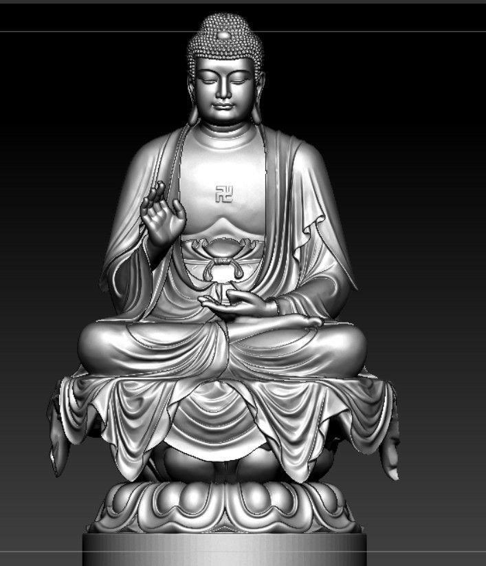 Western Three Saint Buddhas 3D print model_3