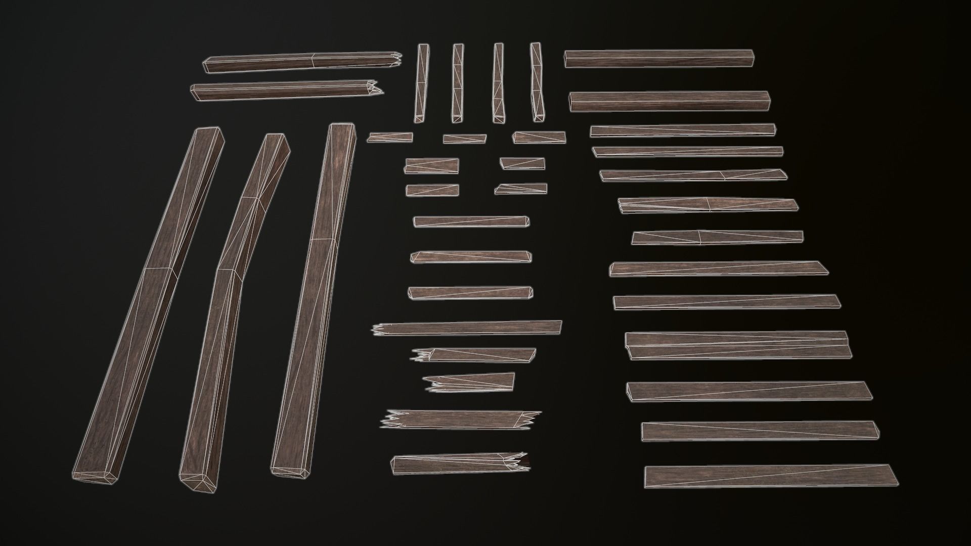 Wooden Planks Kit Low-poly 3D model_11