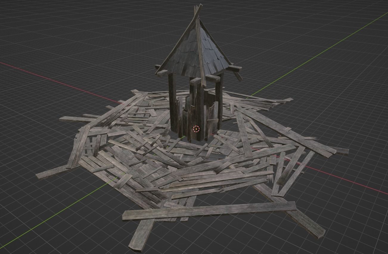 Wooden Planks Kit Low-poly 3D model_13