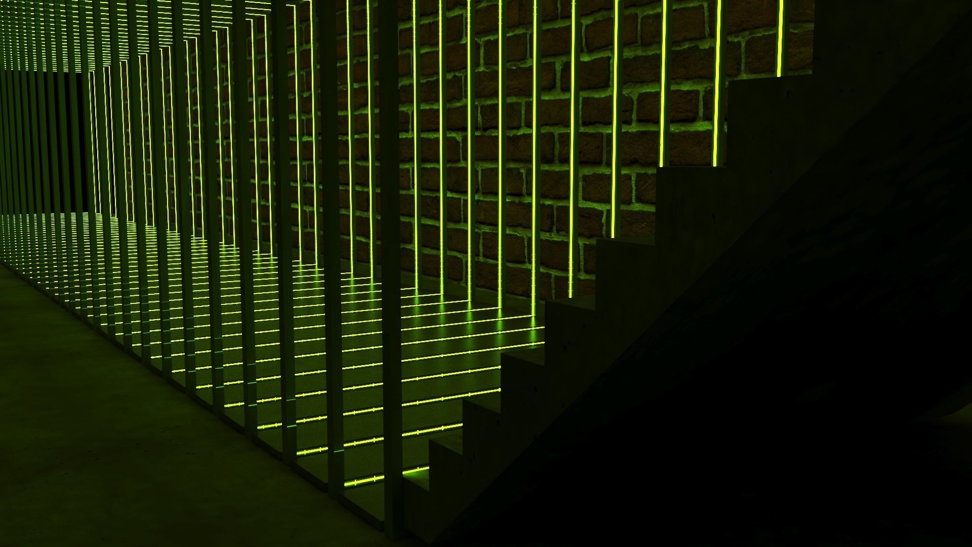 Green Spiatal Tunnel 3D model_9