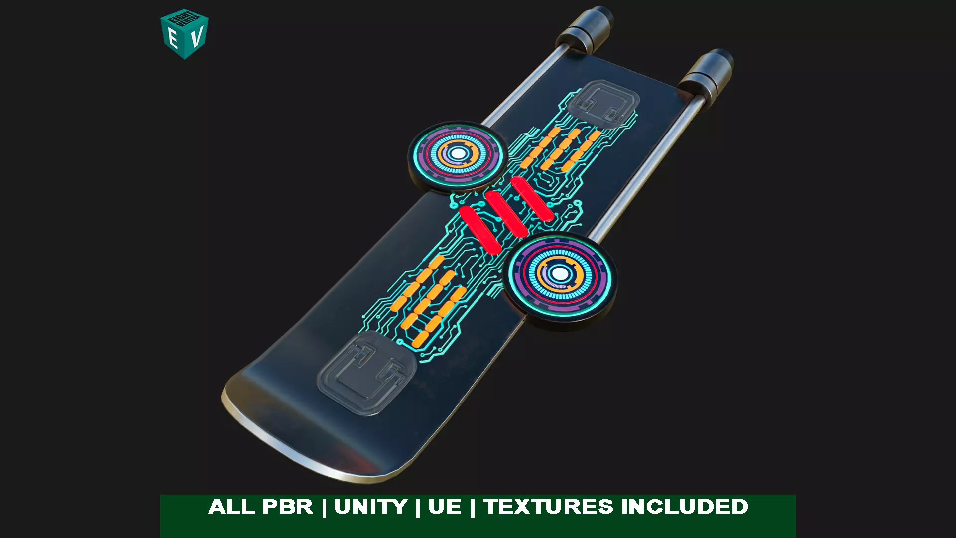 Sci Fi Hoverboard 9 All PBR Unity UE Textures Included Low-poly 3D model_0