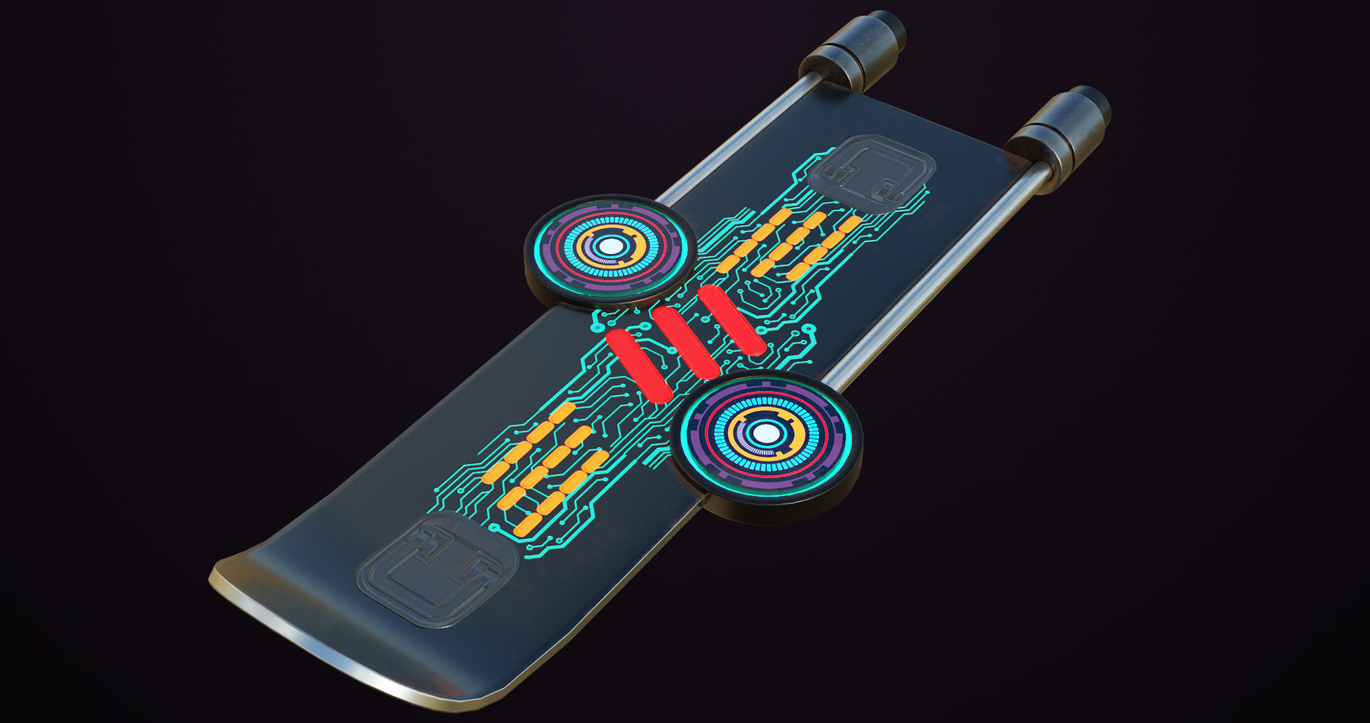 Sci Fi Hoverboard 9 All PBR Unity UE Textures Included Low-poly 3D model_2
