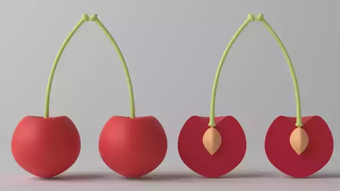 Cartoon Cherry Fruit and Slice