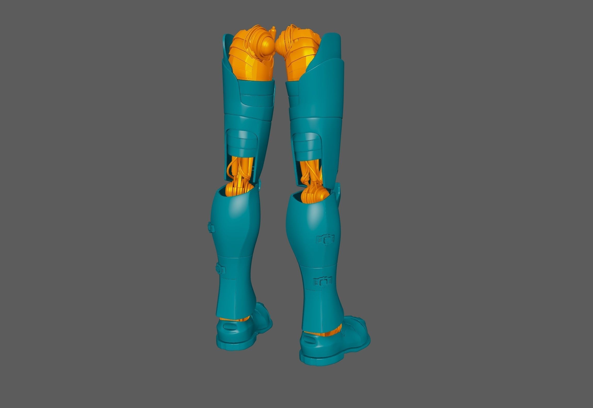mechanical robot legs with cable and carvings 3D model 3D model_11
