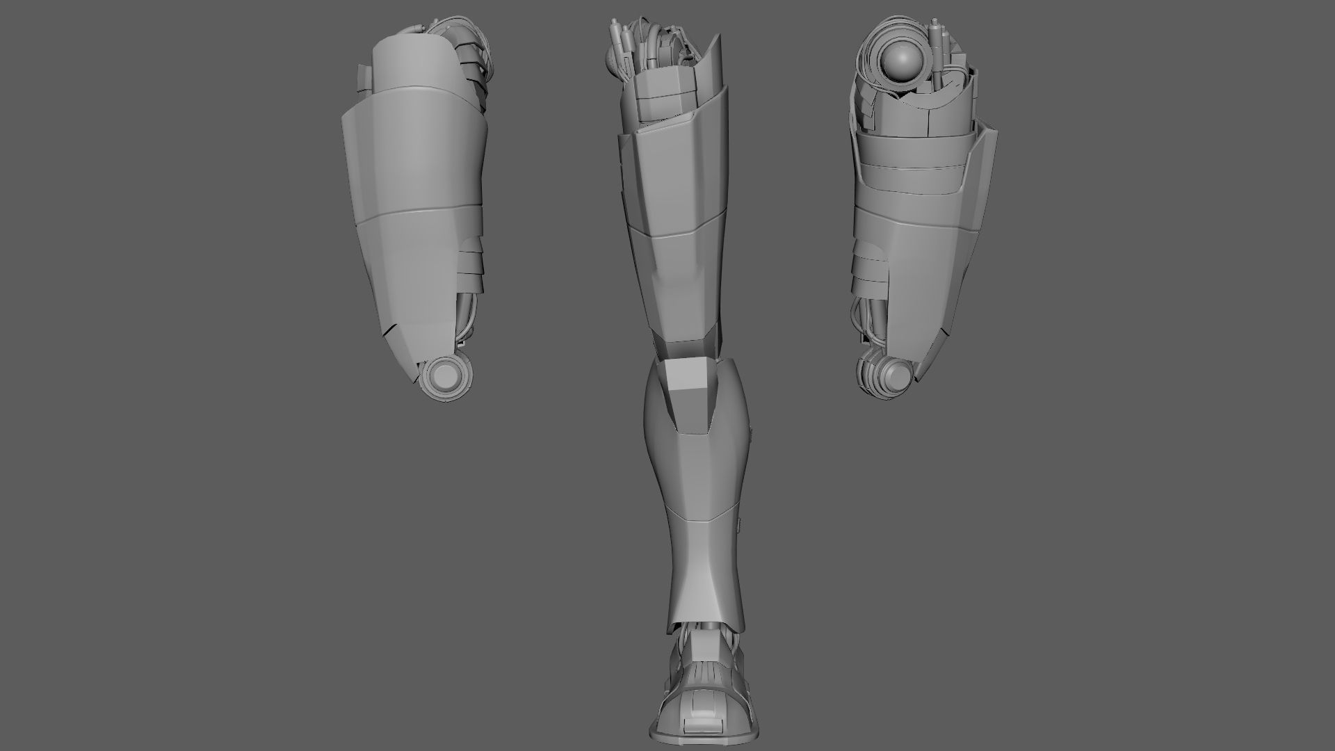 mechanical robot legs with cable and carvings 3D model 3D model_8