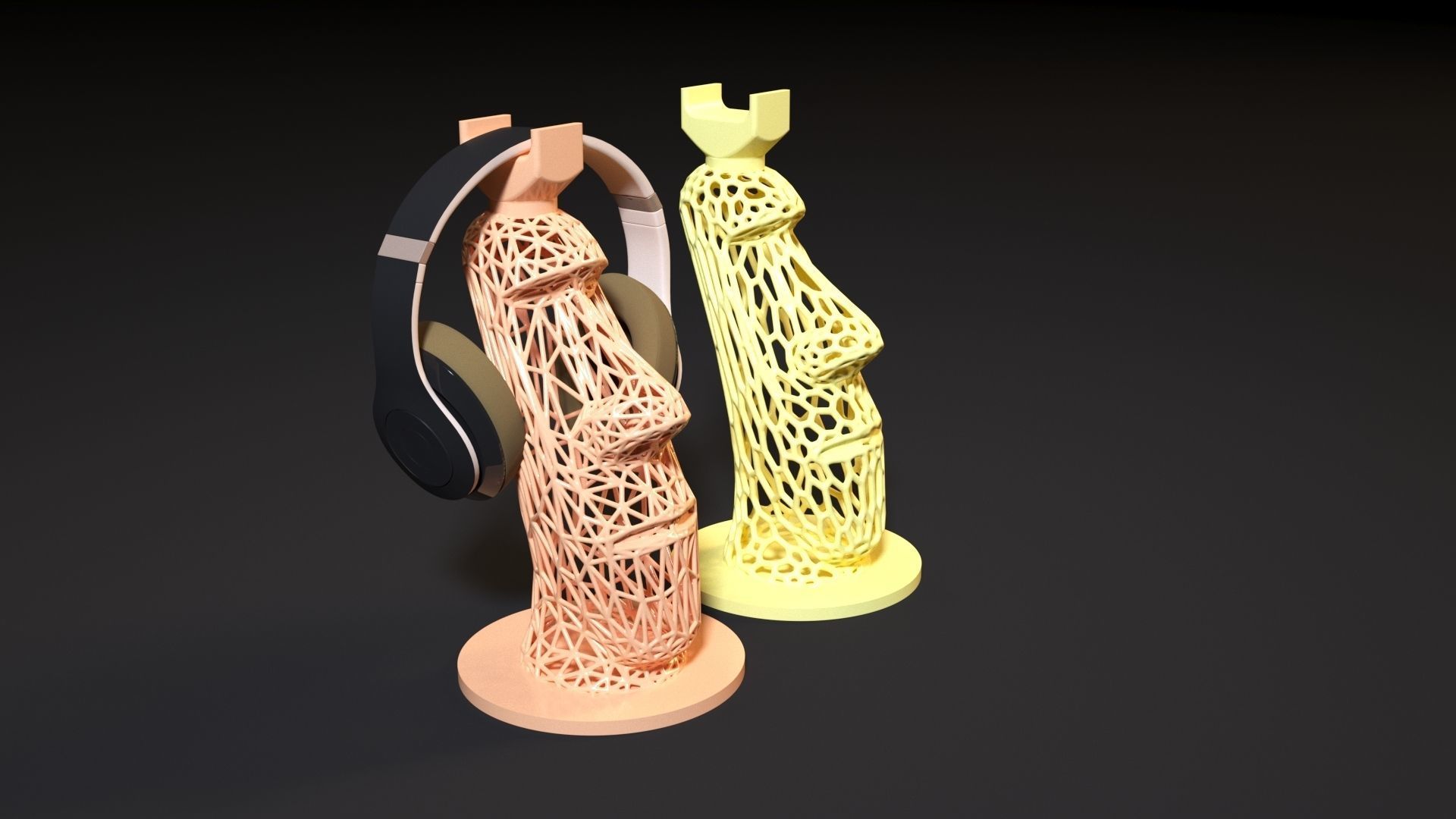 MOAIS Headphone stand 3D print model_7