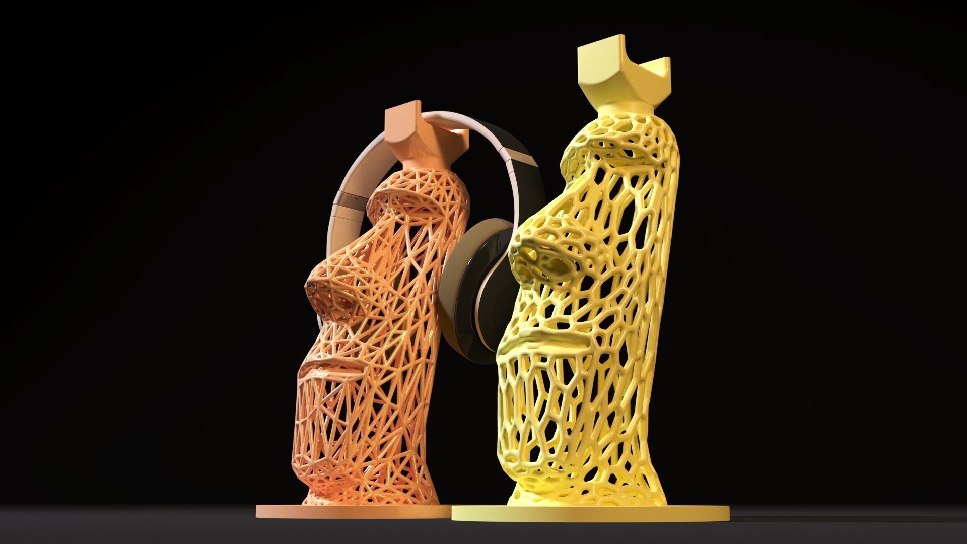 MOAIS Headphone stand 3D print model_9