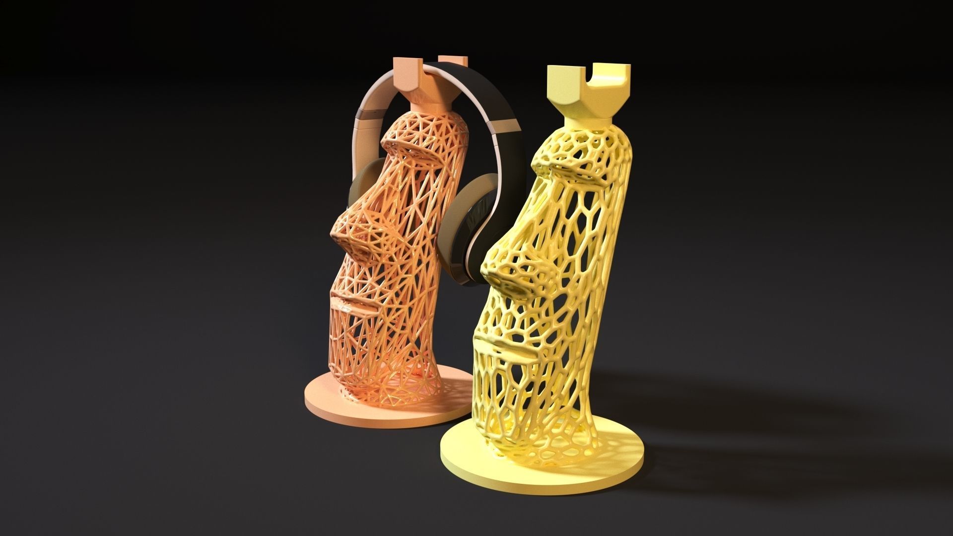 MOAIS Headphone stand 3D print model_1