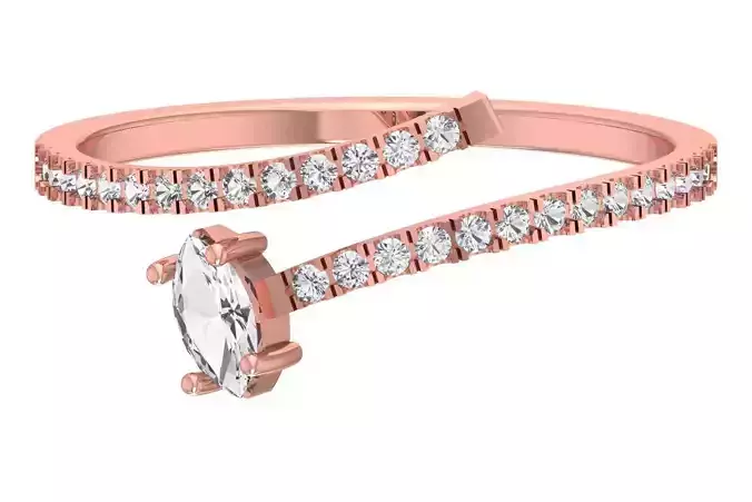 Solitaire Women Light Weight Marquise Stone Band Ring