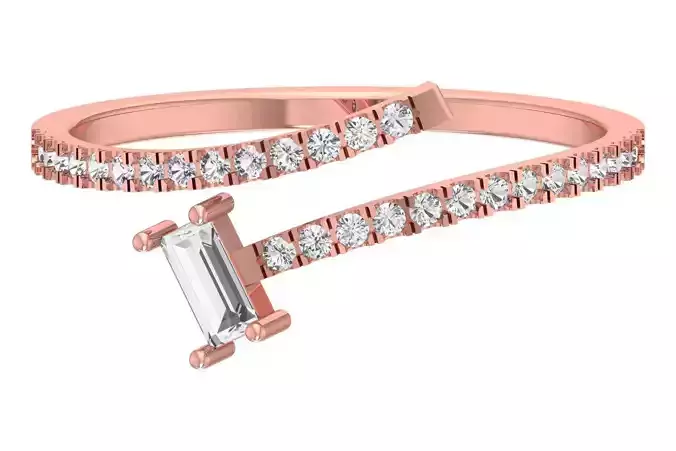 Solitaire Women Light Weight Baguette Stone Band Ring