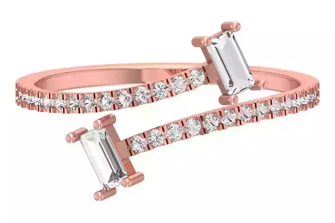 Solitaire Women Light Weight Baguette Stone Band Ring