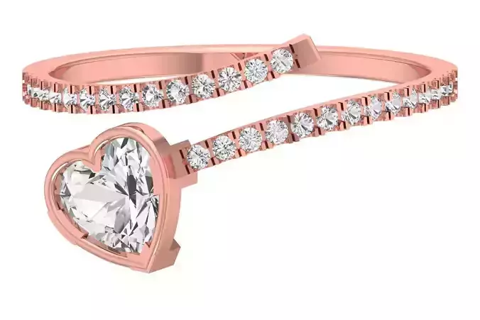 Solitaire Women Light Weight Heart Stone Band Ring