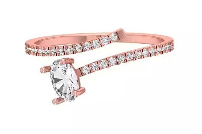 Solitaire Women Light Weight Oval Stone Band Ring