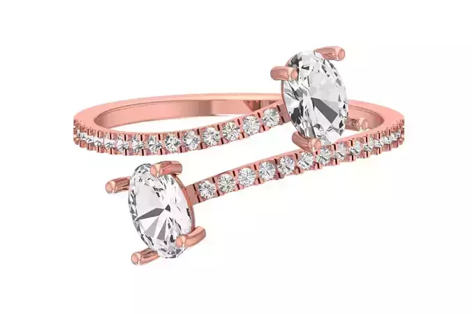 Solitaire Women Light Weight Oval Stone Band Ring