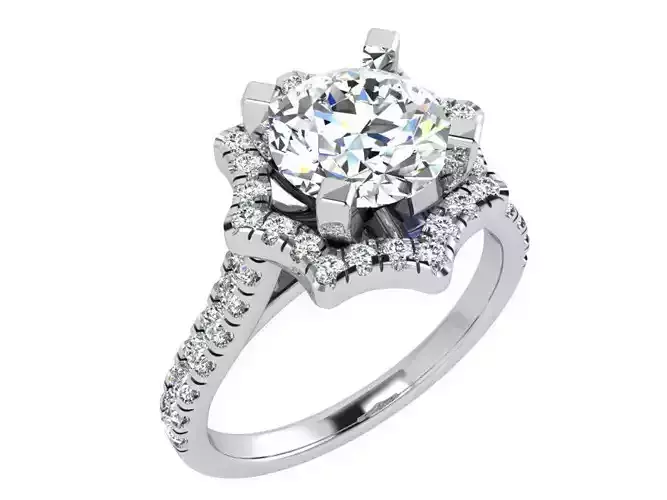 Beautiful flower diamond ring 3551 3D print model 