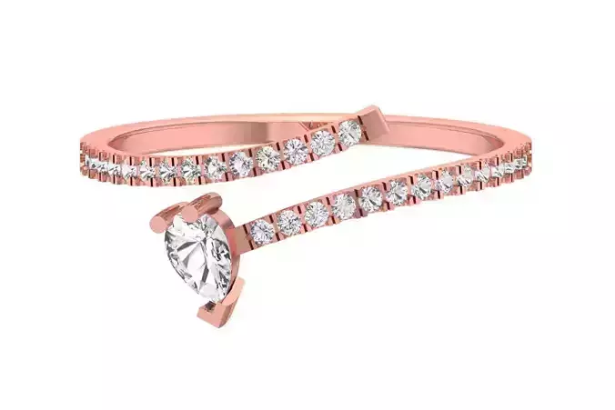 Solitaire Women Light Weight Pear Stone Band Ring