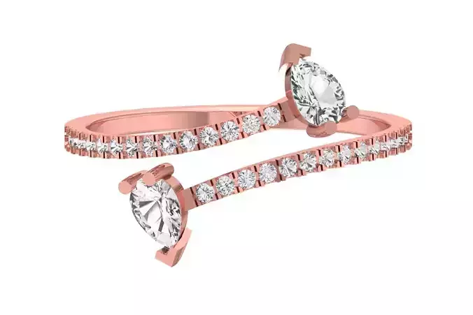 Solitaire Women Light Weight Pear Stone Band Ring