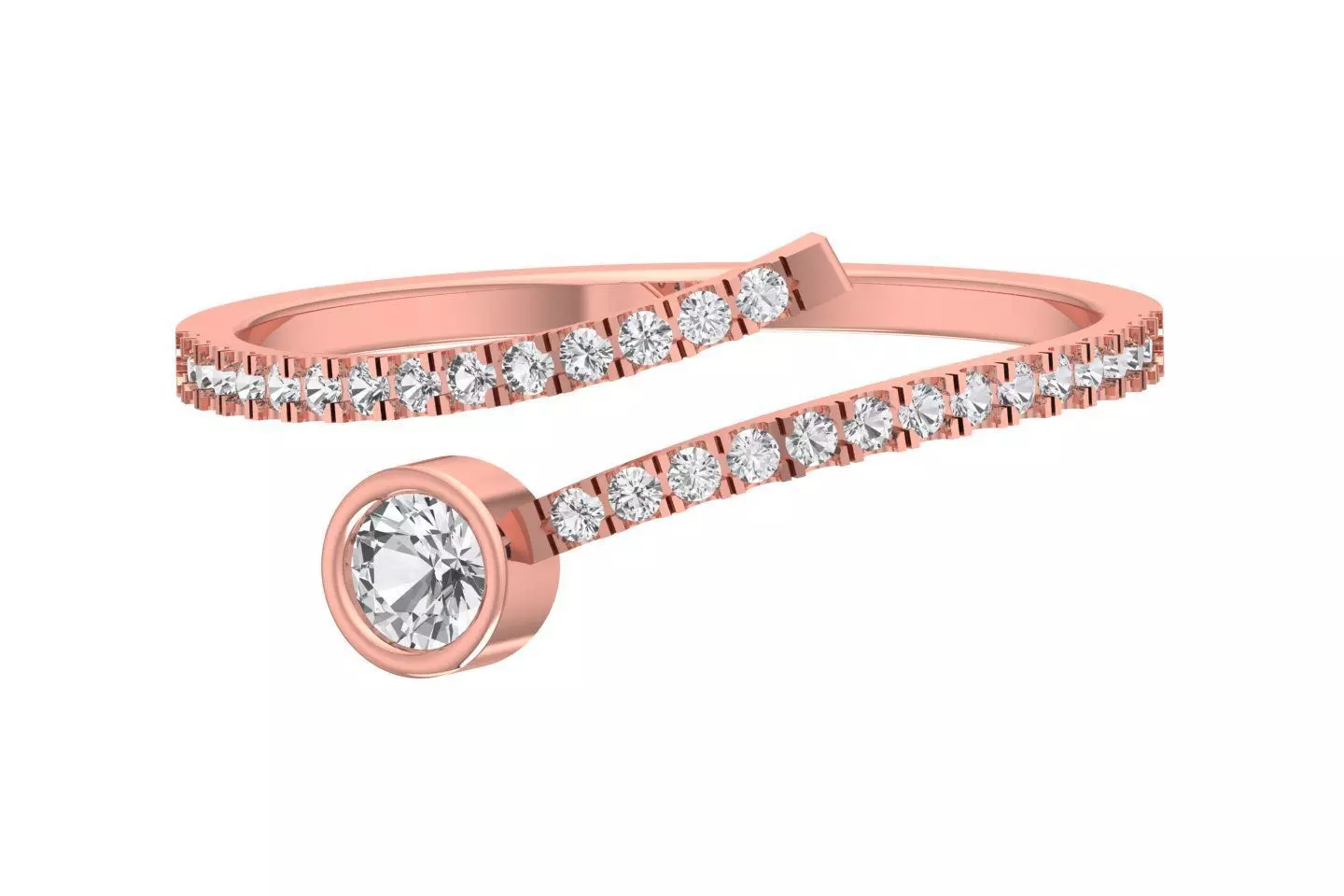 Solitaire Women Light Weight Band Ring 3D print model_0