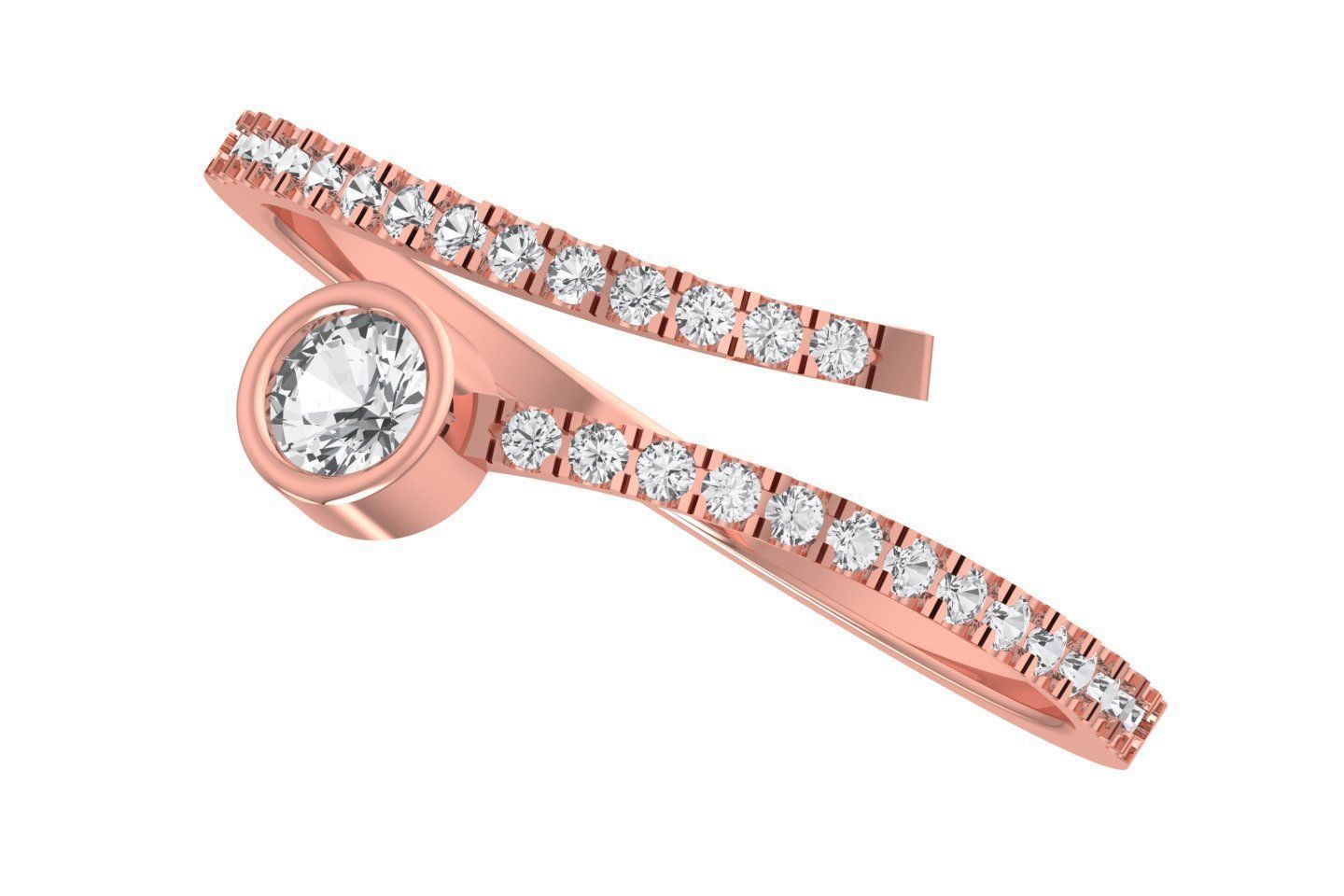 Solitaire Women Light Weight Band Ring 3D print model_2