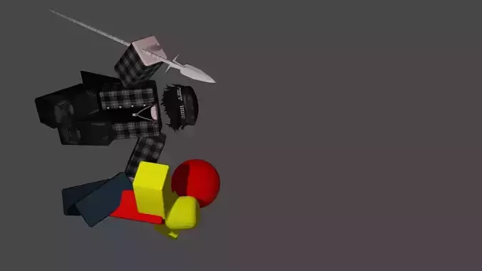 roblox characters fighting Low-poly 3D model
