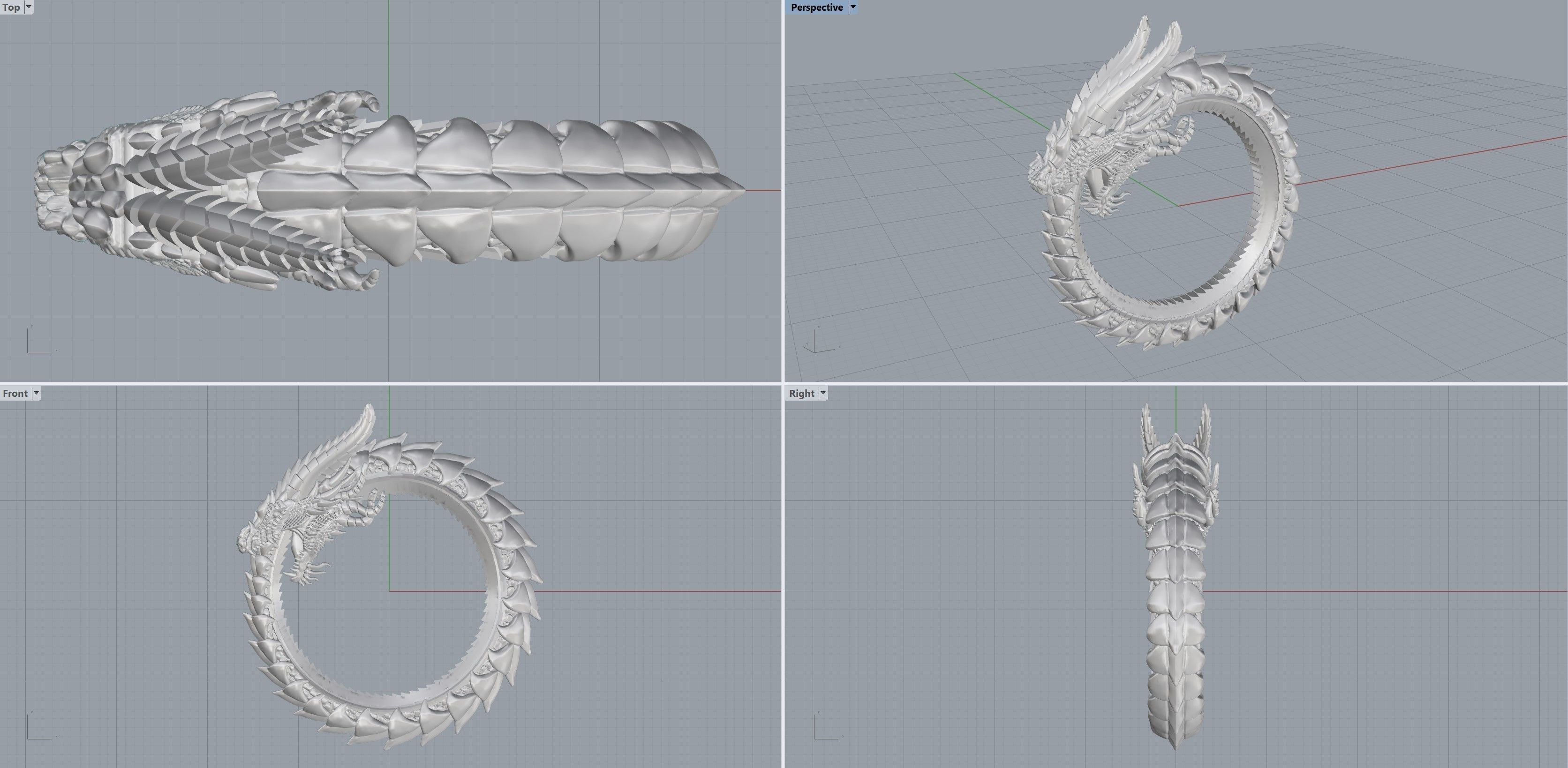 Ouroboros Pendant 3D print model_4