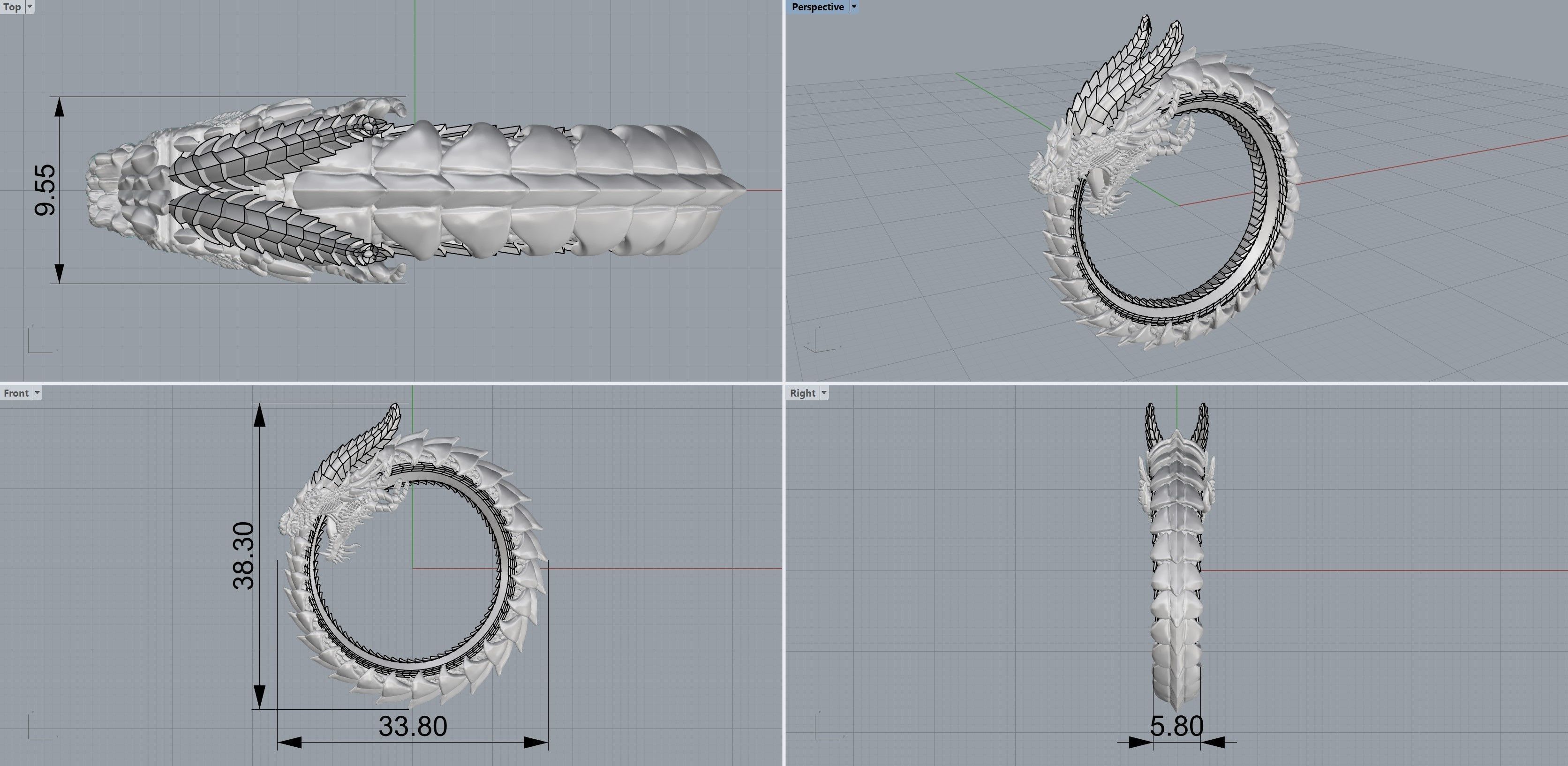 Ouroboros Pendant 3D print model_3