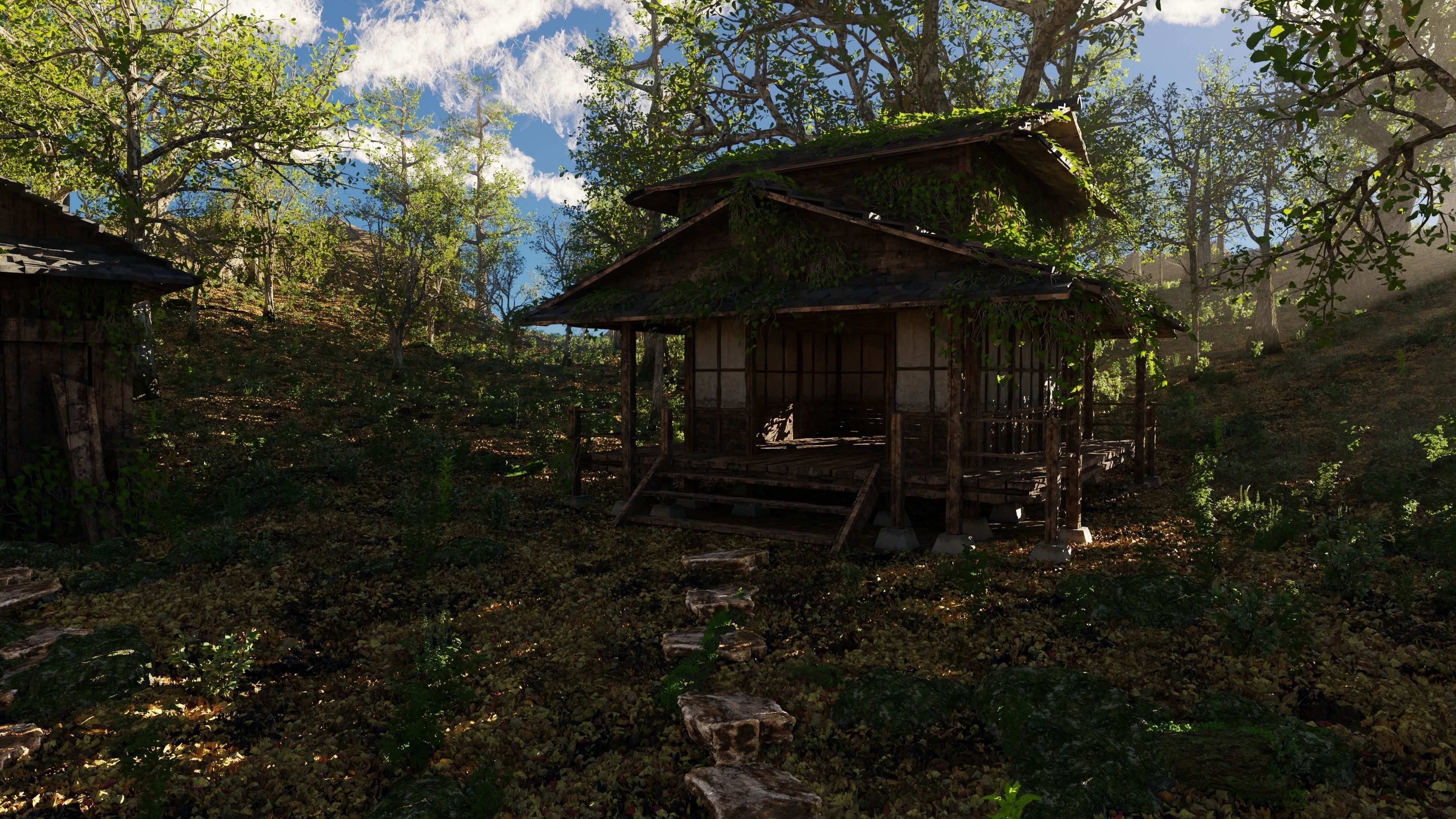 Abandoned Cabins Scene 3D model_1