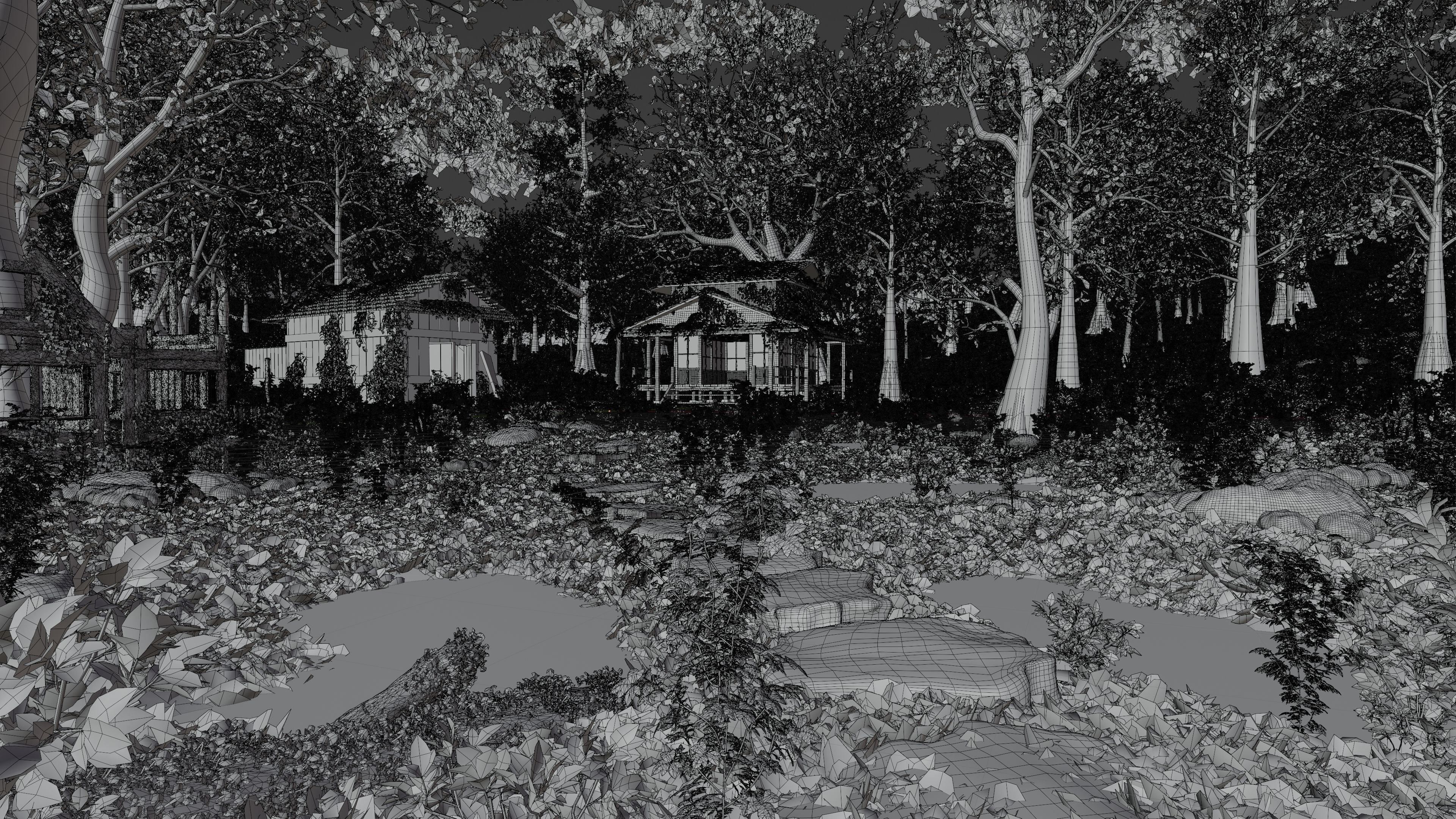 Abandoned Cabins Scene 3D model_11