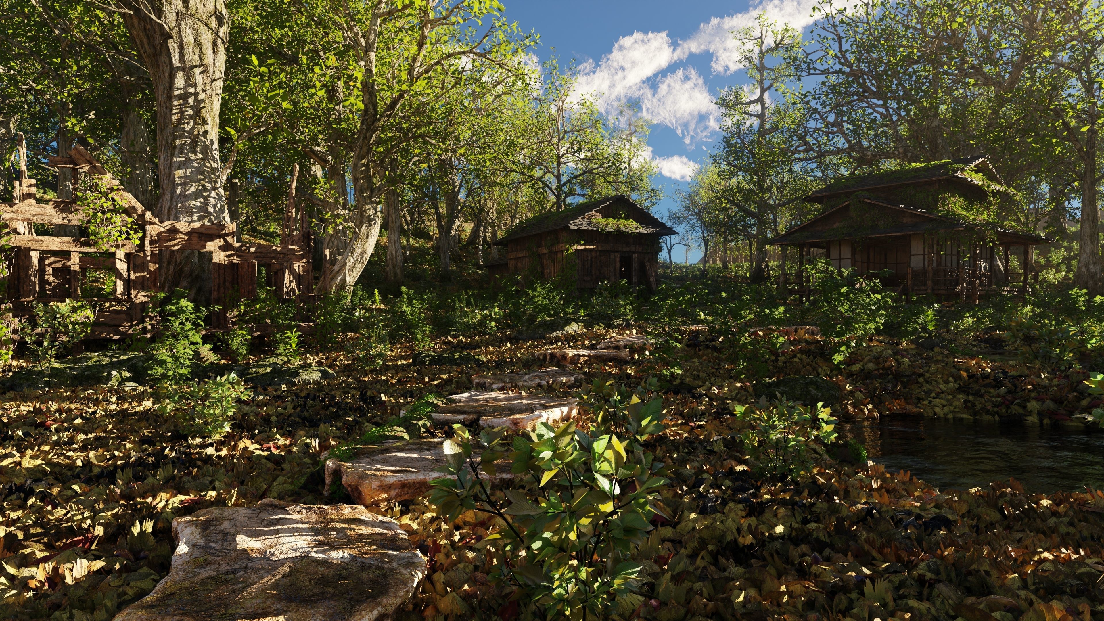Abandoned Cabins Scene 3D model_4