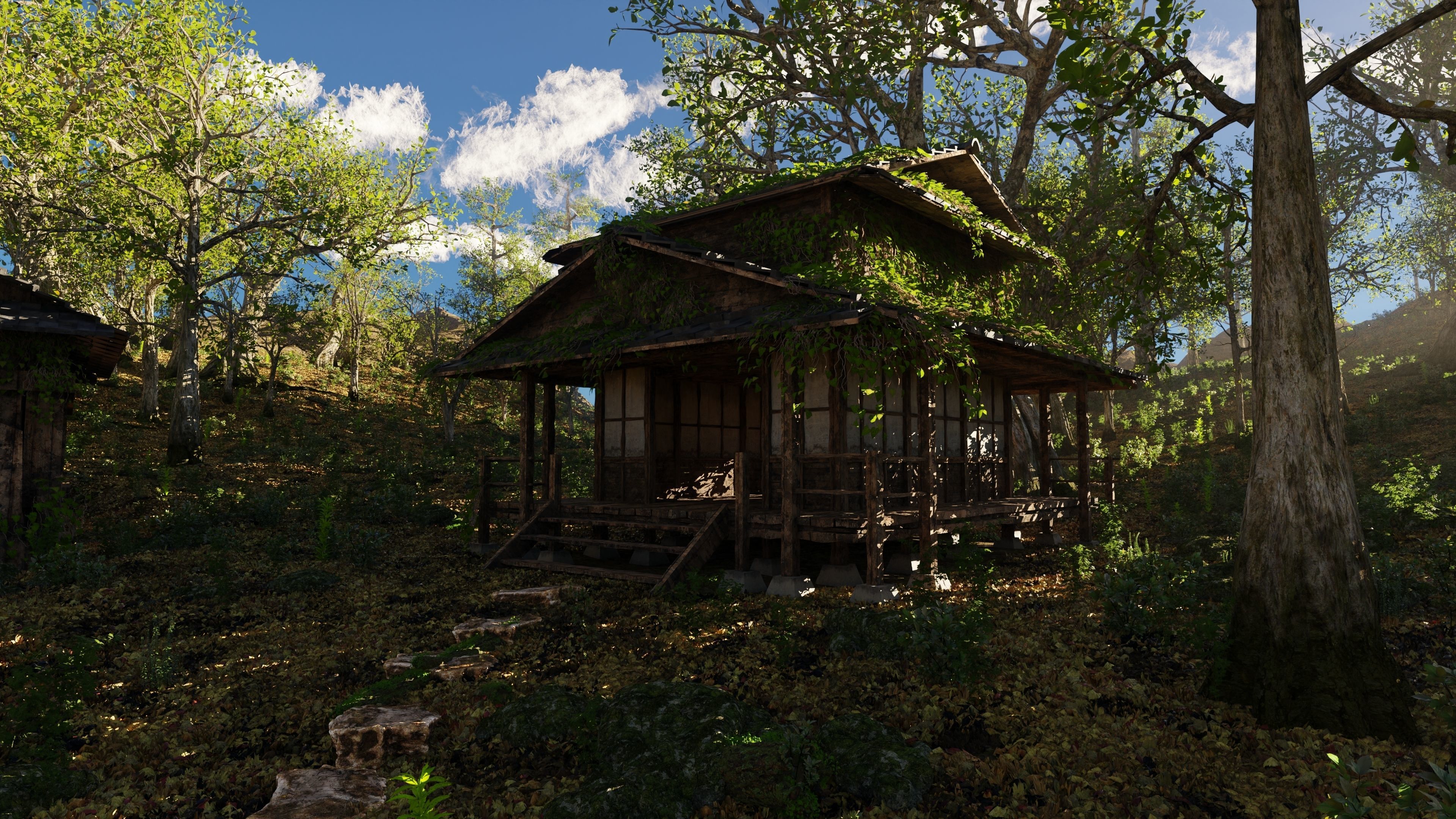 Abandoned Cabins Scene 3D model_3
