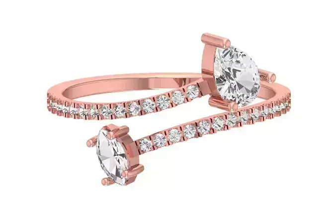 Solitaire Women Light Weight Marquise Pear Stone Band Ring