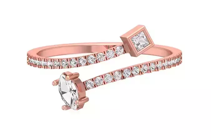 Solitaire Women Light Weight Marquise Princess Stone Band Ring