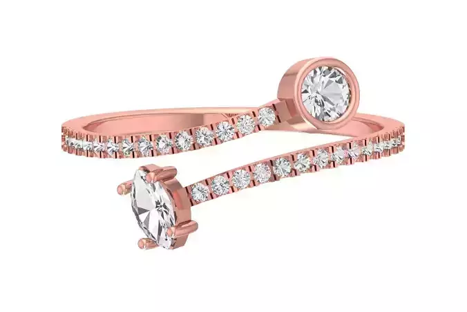 Solitaire Women Light Weight Marquise Round Stone Band Ring