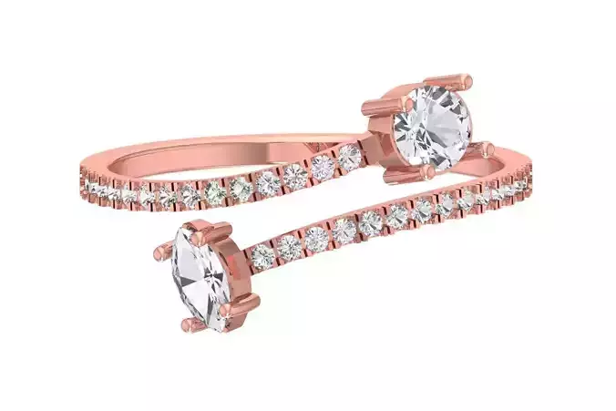 Solitaire Women Light Weight Marquise Round Stone Band Ring