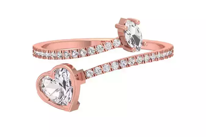 Solitaire Women Light Weight Marquise Heart Stone Band Ring