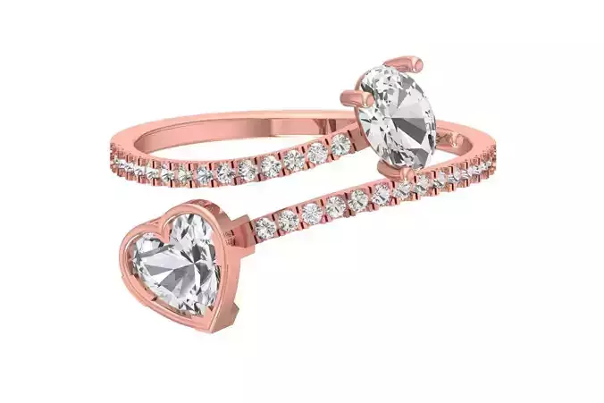 Solitaire Women Light Weight Heart Oval Stone Band Ring