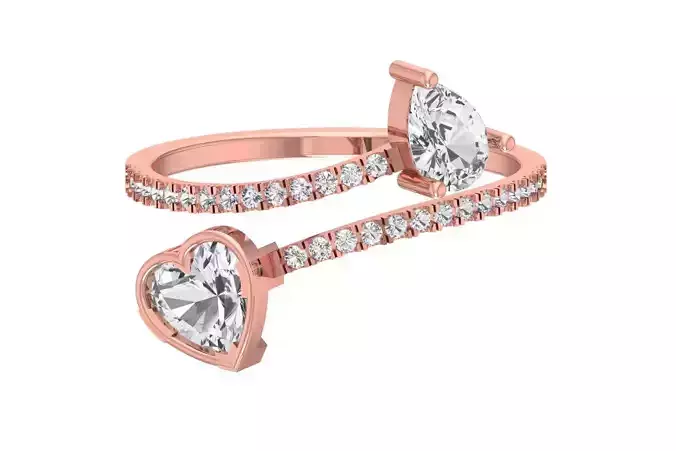 Solitaire Women Light Weight Heart Pear Stone Band Ring