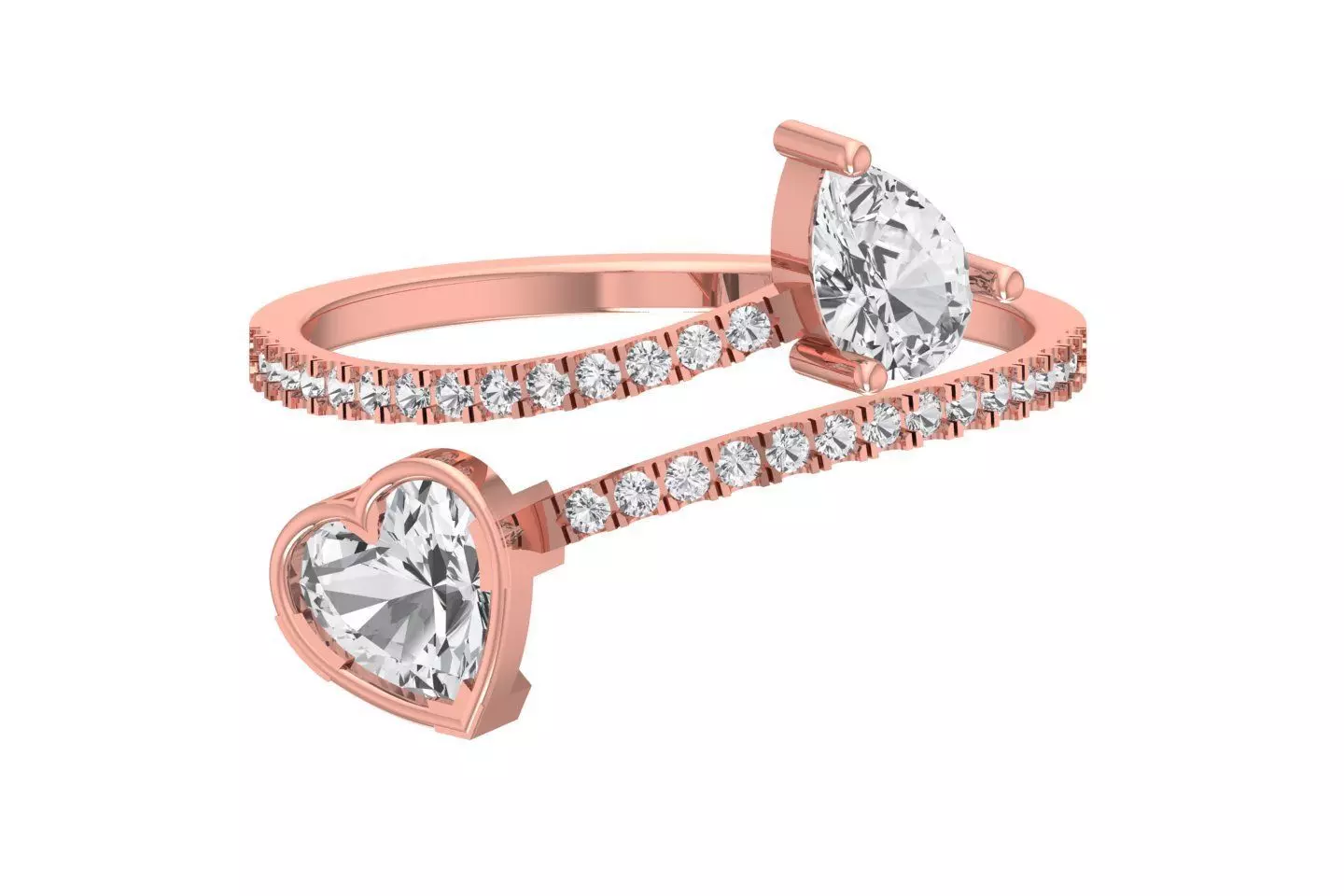 Solitaire Women Light Weight Heart Pear Stone Band Ring 3D print model