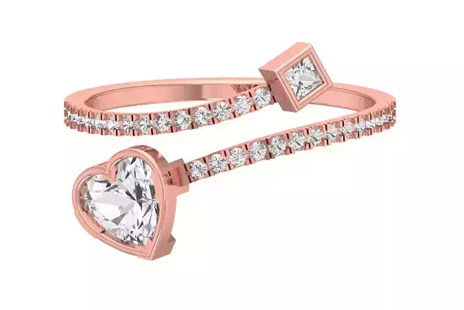 Solitaire Women Light Weight Princess Heart Stone Band Ring