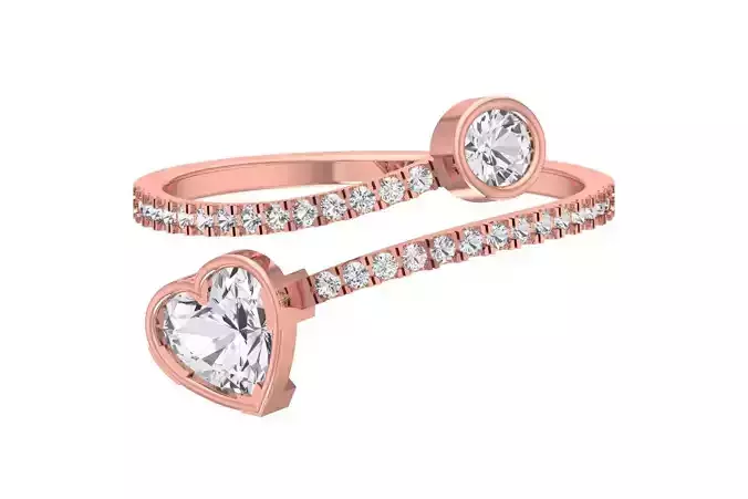 Solitaire Women Light Weight Heart Stone Band Ring