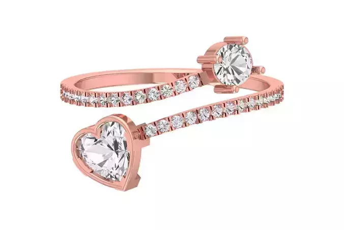 Solitaire Women Light Weight Heart Stone Band Ring