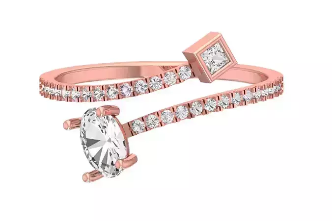 Solitaire Women Light Weight Princess  Oval Stone Band Ring